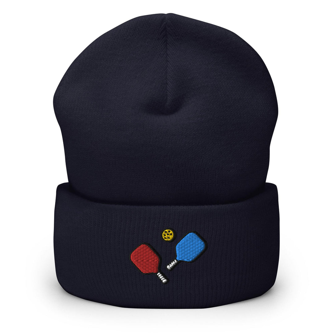 a beanie with two ping pong paddles on it