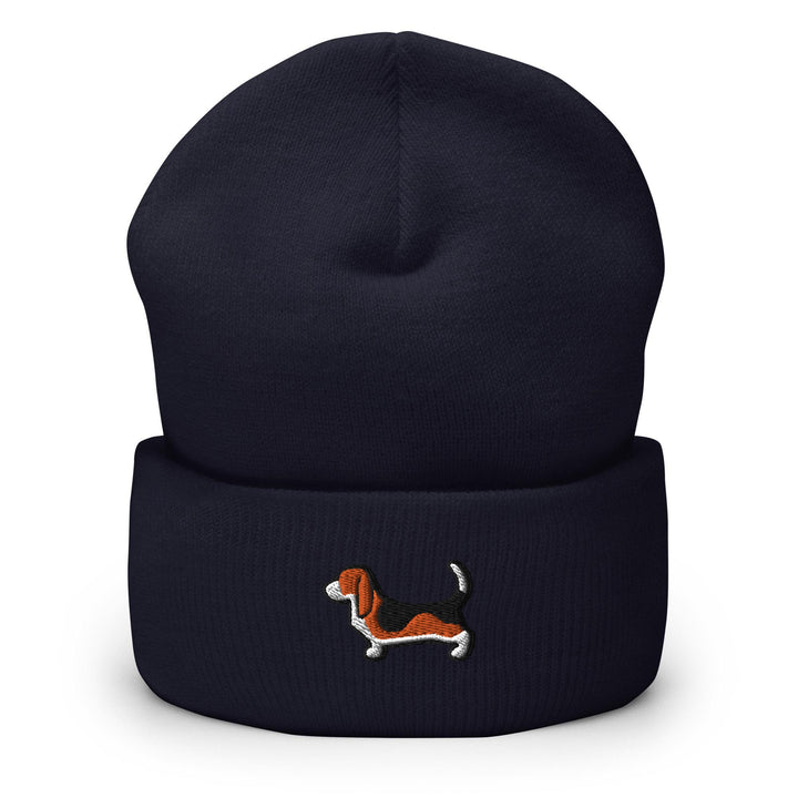 a beanie with a dog embroidered on it