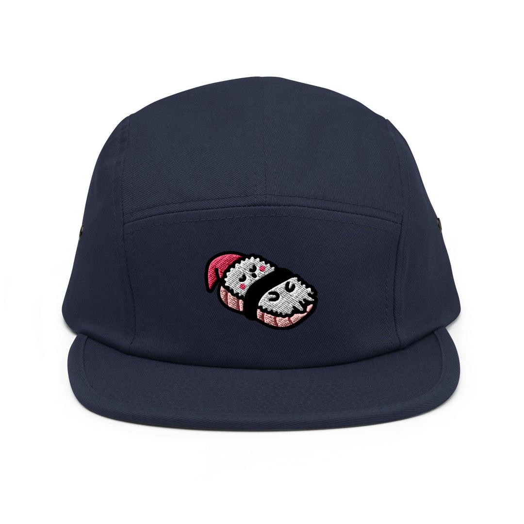 a blue hat with a cartoon character on it