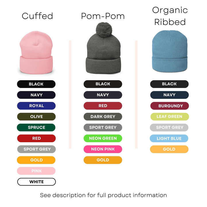 a beanie hat with different colors and sizes