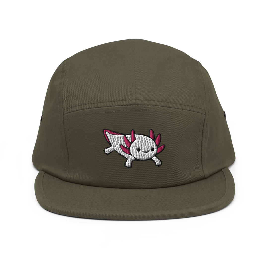 a green hat with a skull on it