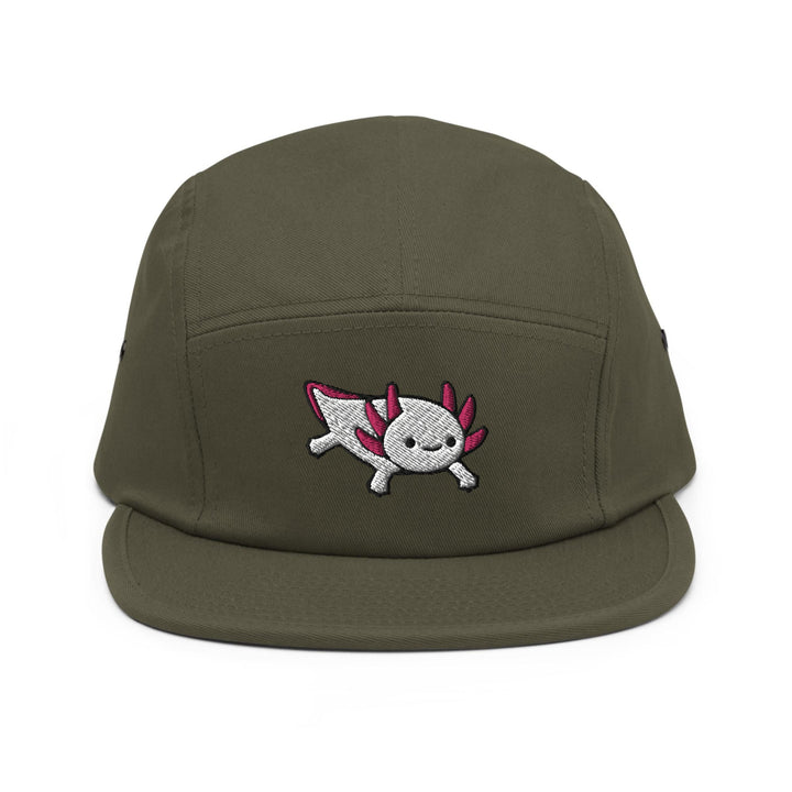 a green hat with a skull on it