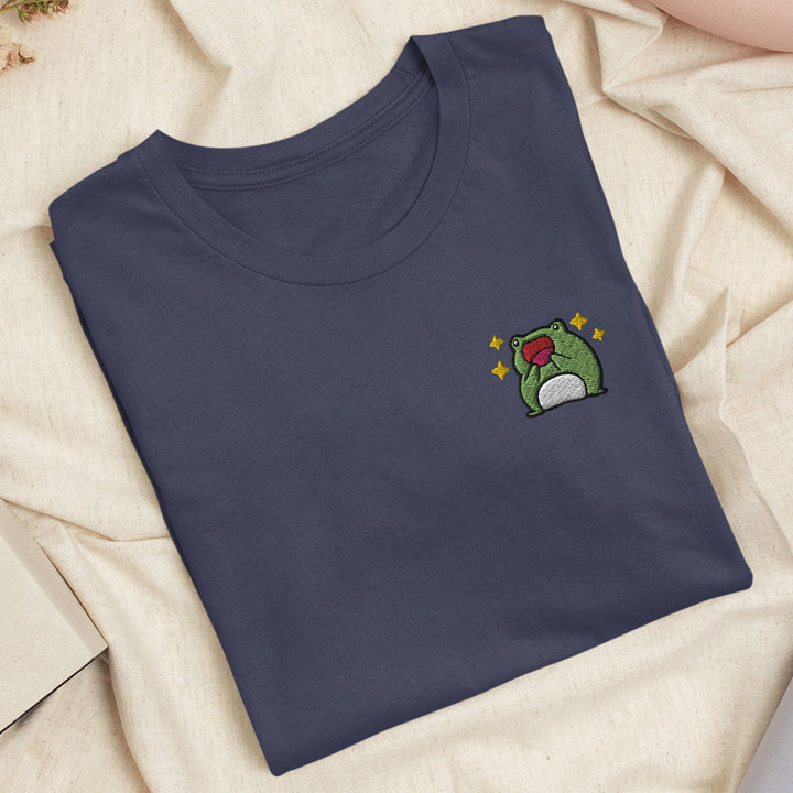 Excited Frog Embroidered T-shirt