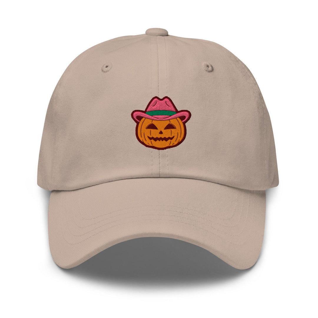 a baseball cap with a pumpkin wearing a hat