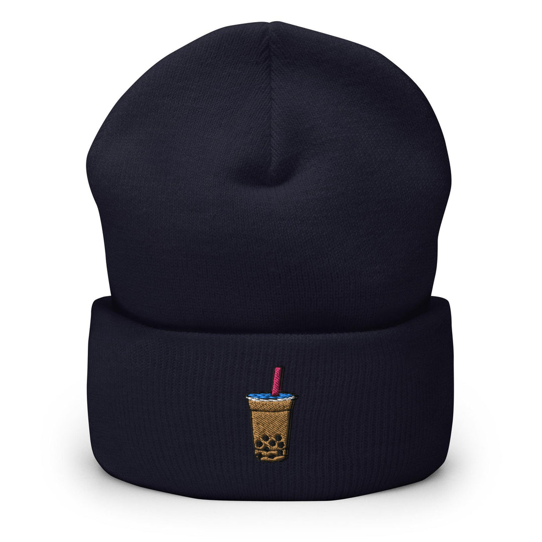 a beanie hat with a drink in it