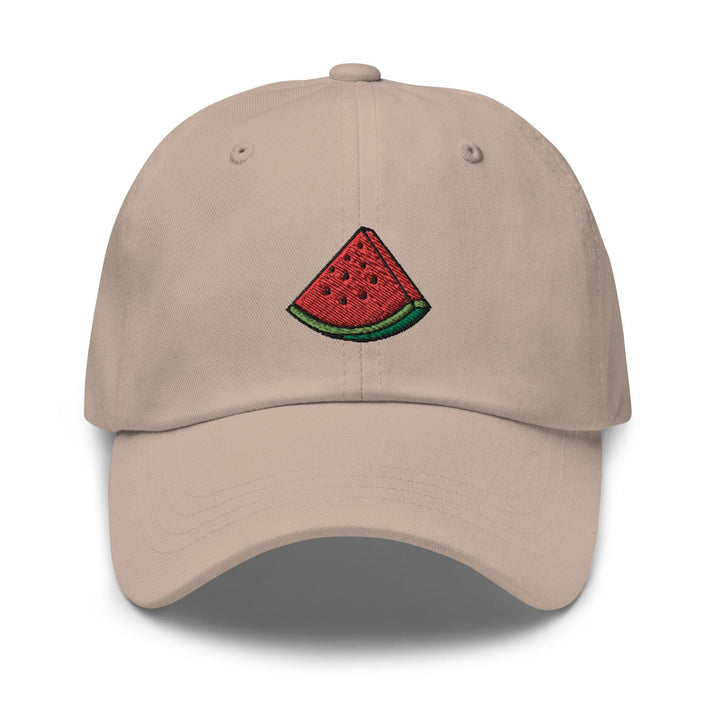 a hat with a watermelon embroidered on it