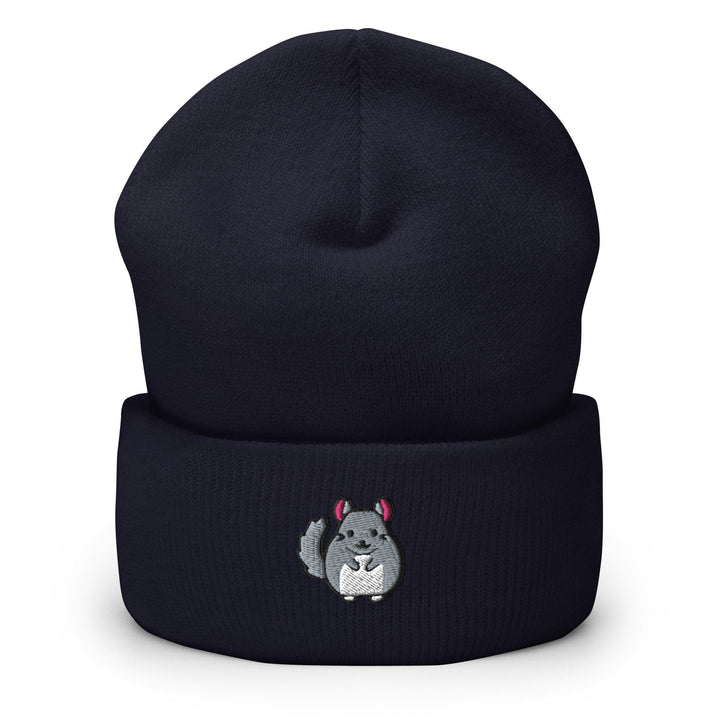 a black beanie with a cartoon bunny on it
