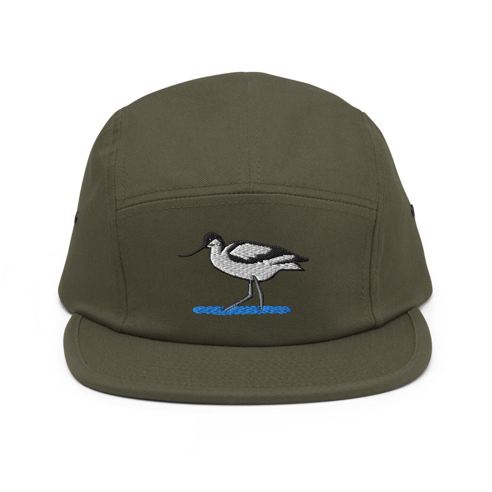 a green hat with a bird embroidered on it