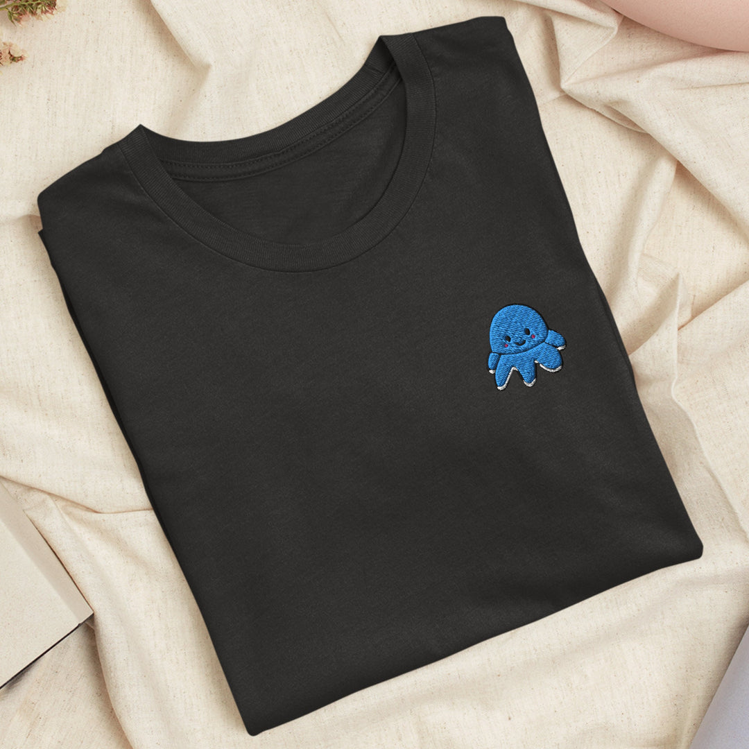 Smiling Plush Octopus Embroidered T-shirt