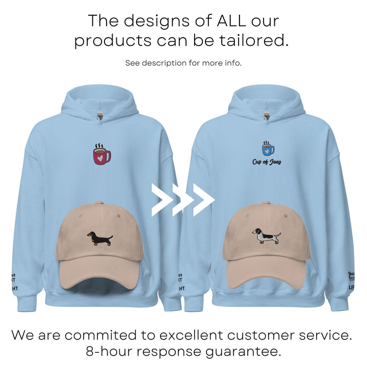 a blue hoodie with a picture of a dog on it
