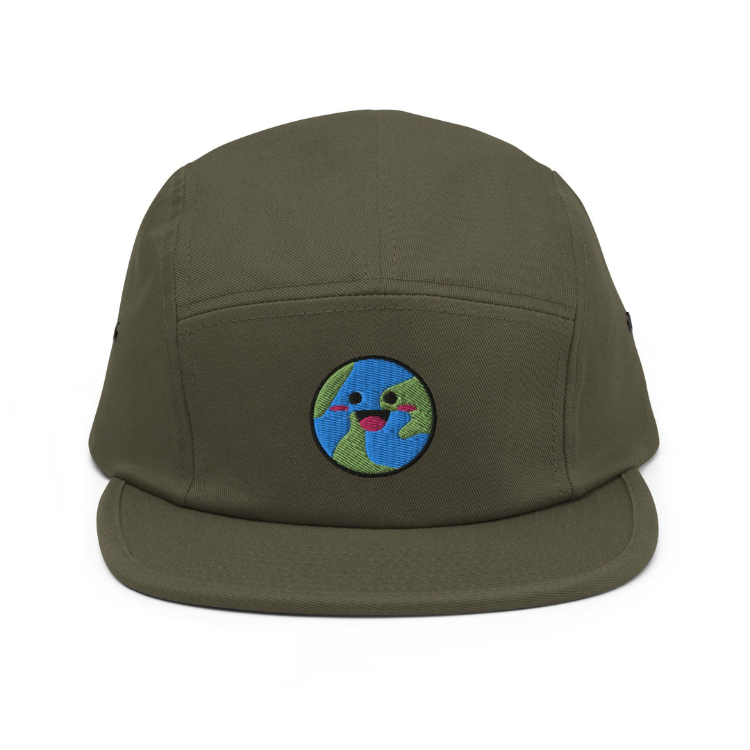 Happy Smiling Earth 5 Panel Camper Cap