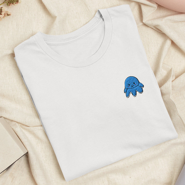 Smiling Plush Octopus Embroidered T-shirt