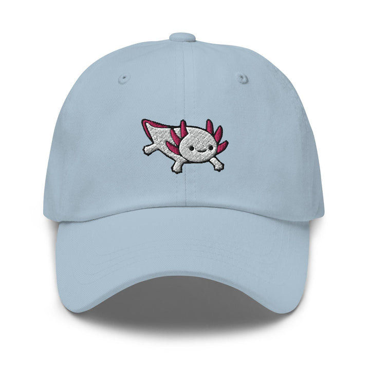 a light blue hat with a cartoon character on it