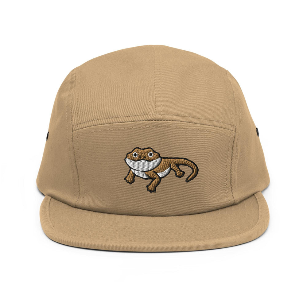 a brown hat with an image of a monkey on it
