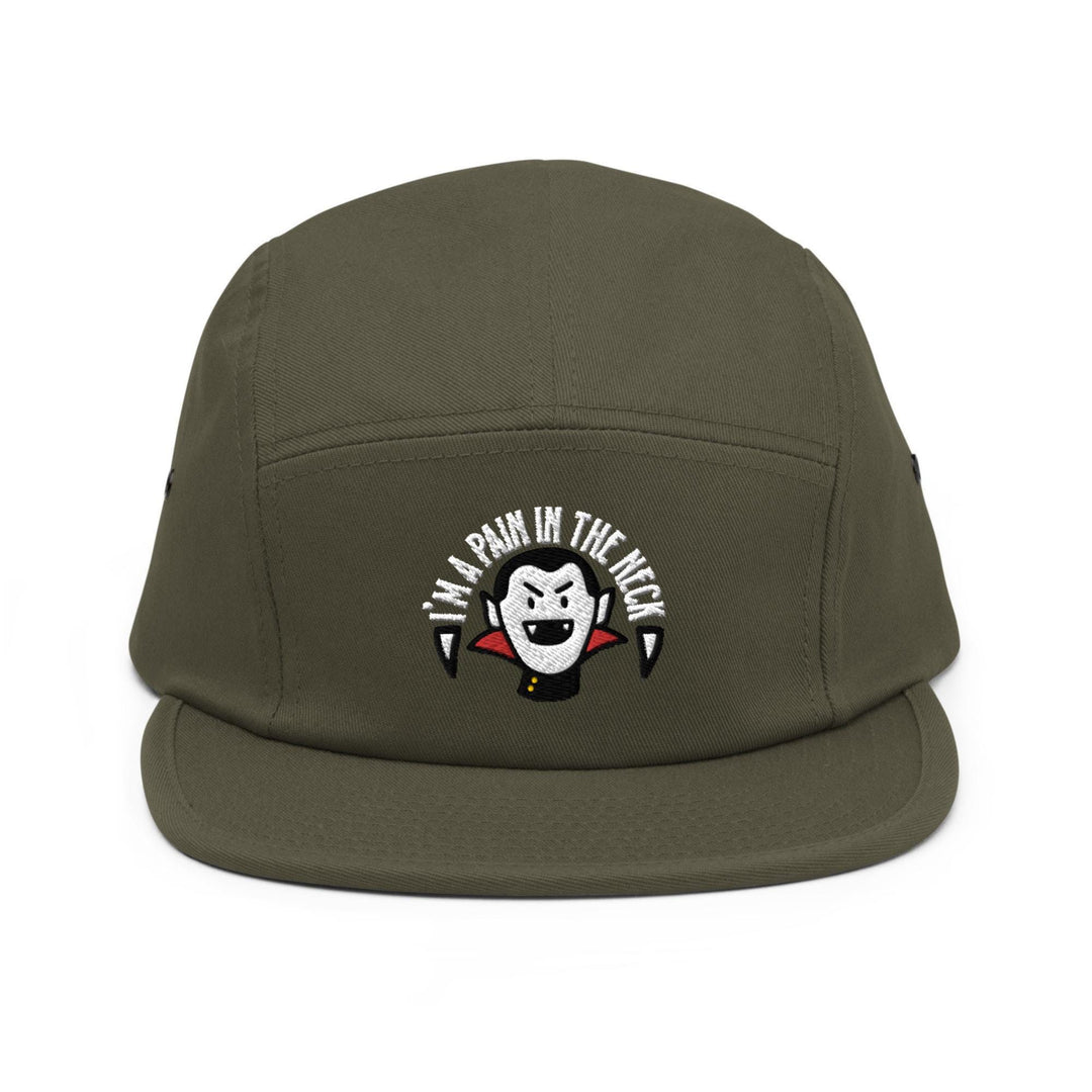 a green hat with a cartoon character on it
