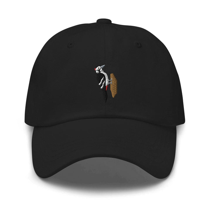 a black baseball cap with a skeleton on it