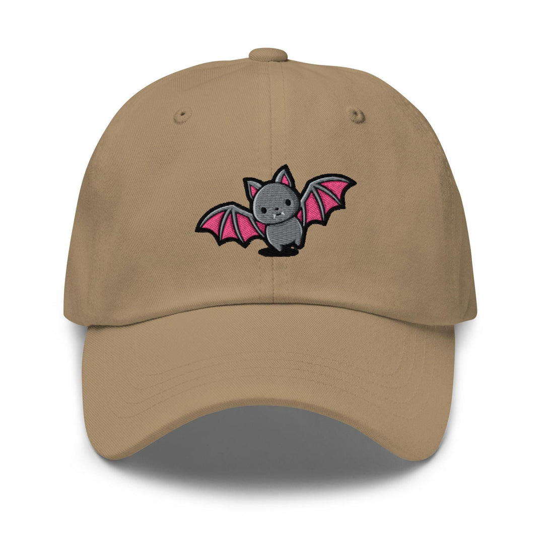 a baseball cap with a bat embroidered on the front