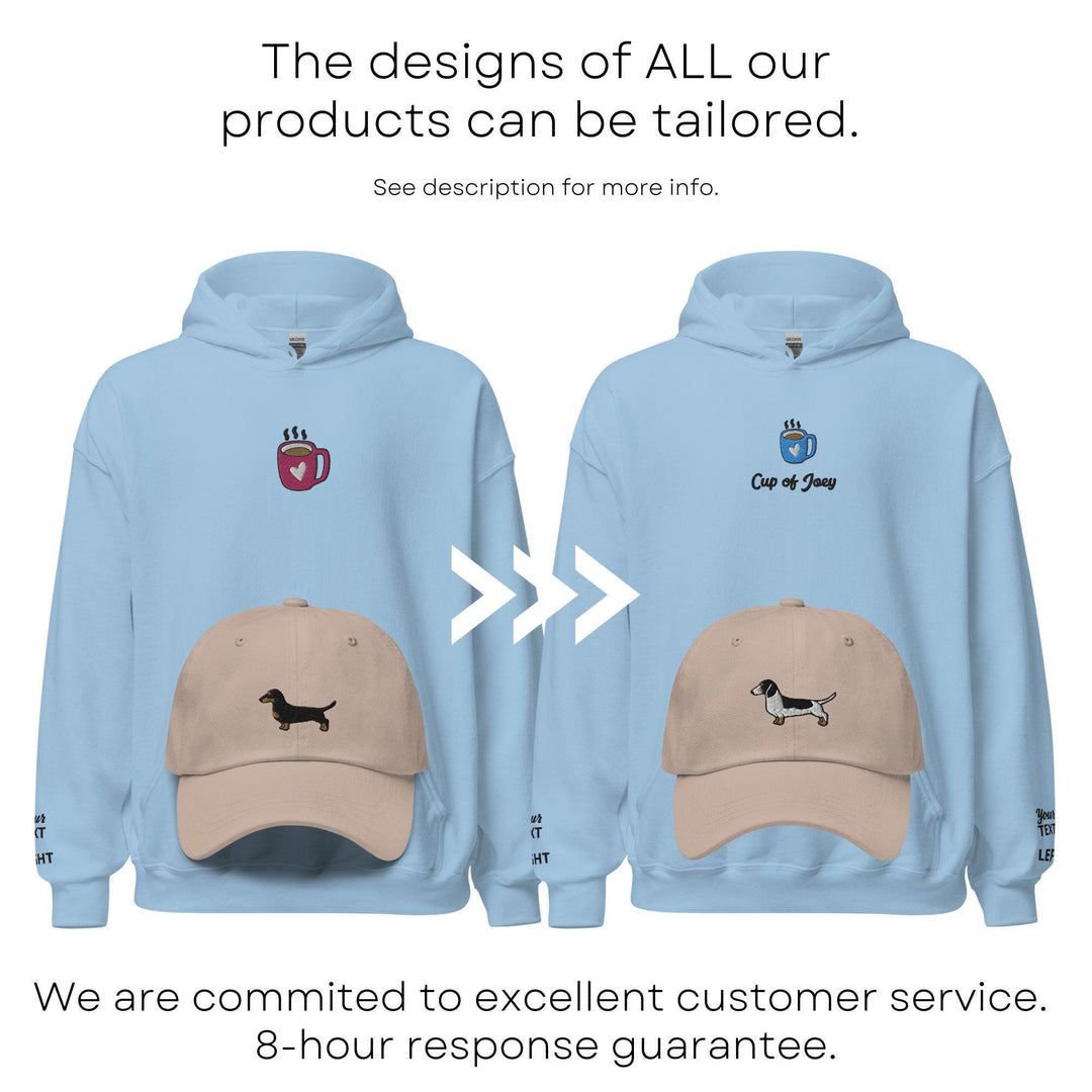 a blue hoodie with a picture of a dog on it