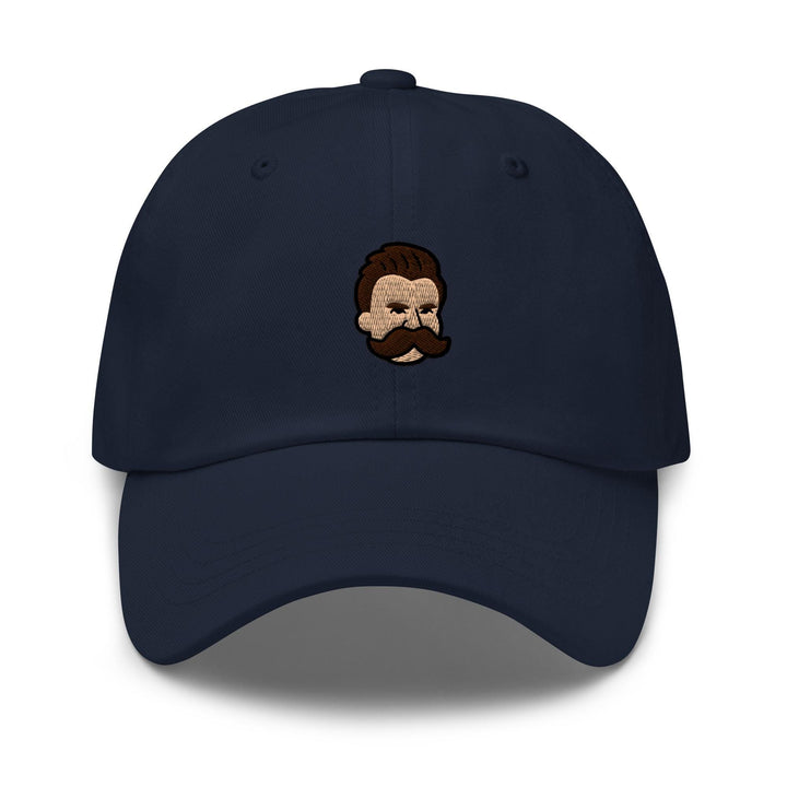 a baseball cap with a picture of a man with a beard