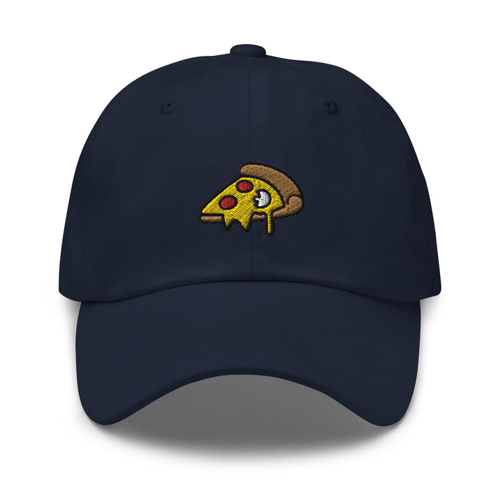 a baseball cap with a slice of pizza on it