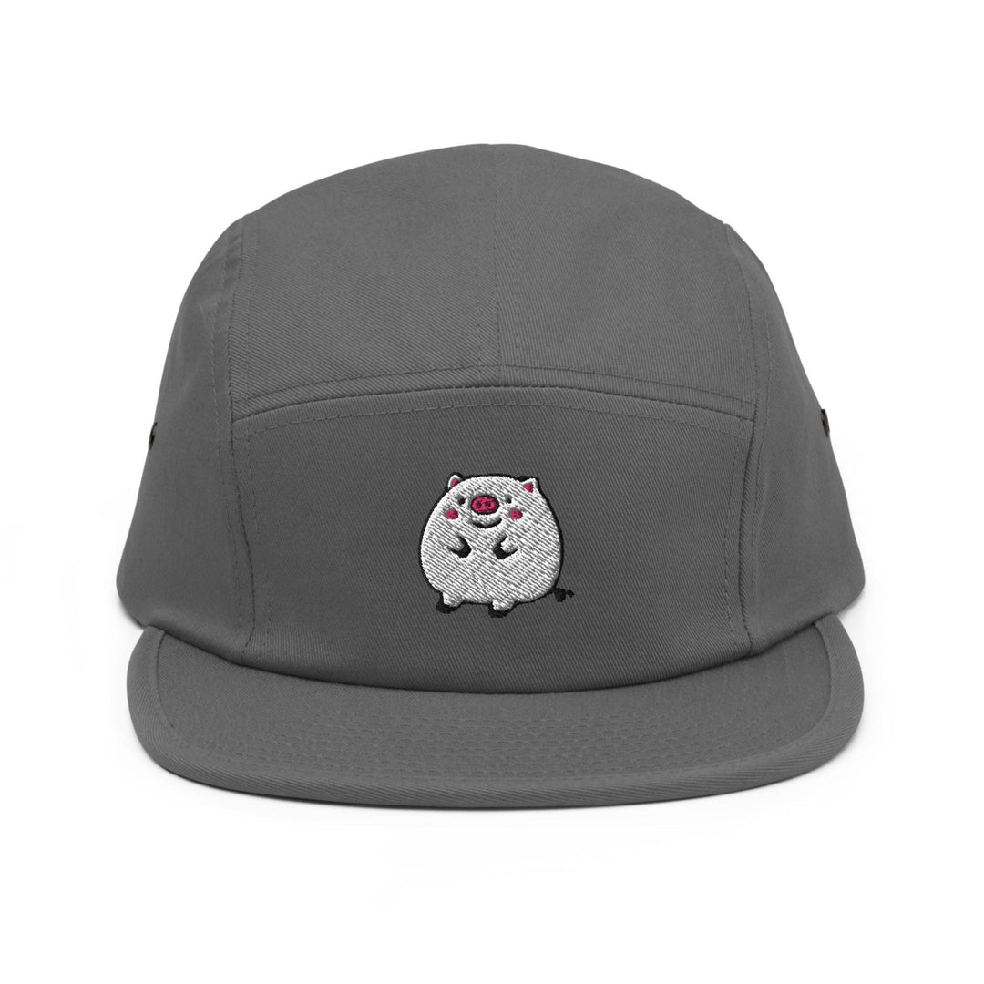 a grey hat with a white bear embroidered on it
