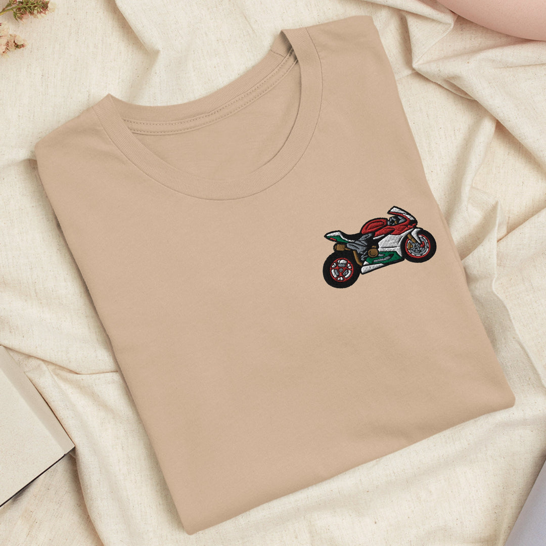 a t - shirt with a picture of a motorcycle on it