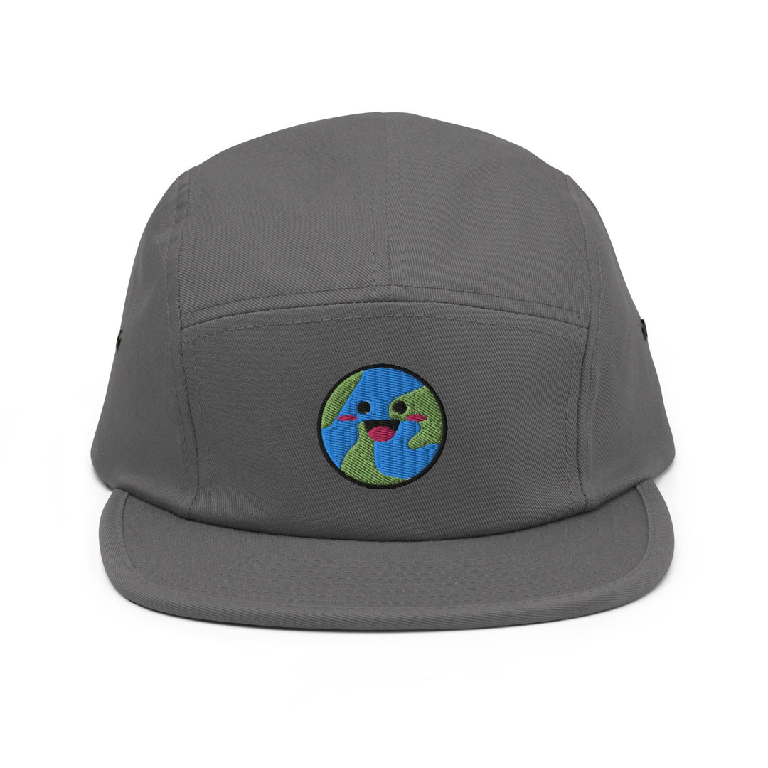 Happy Smiling Earth 5 Panel Camper Cap