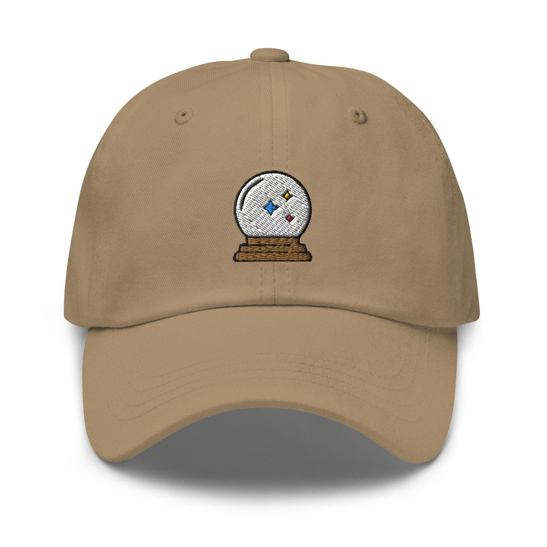 a tan hat with a clock on it