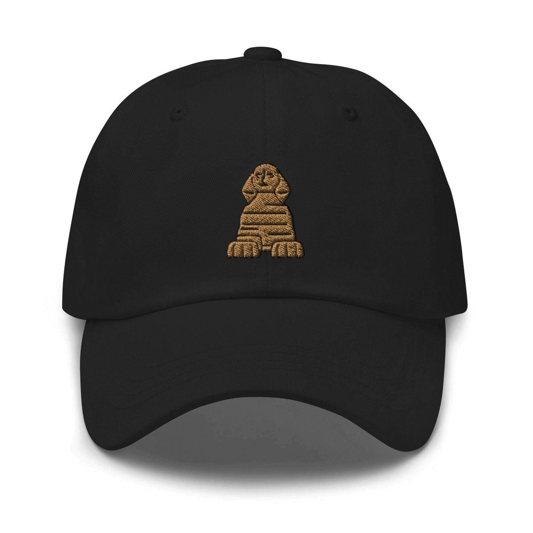 a black hat with a brown dog on it