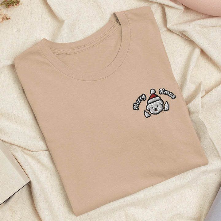 Merry Xmas Rude Dog Leo Embroidered T-shirt