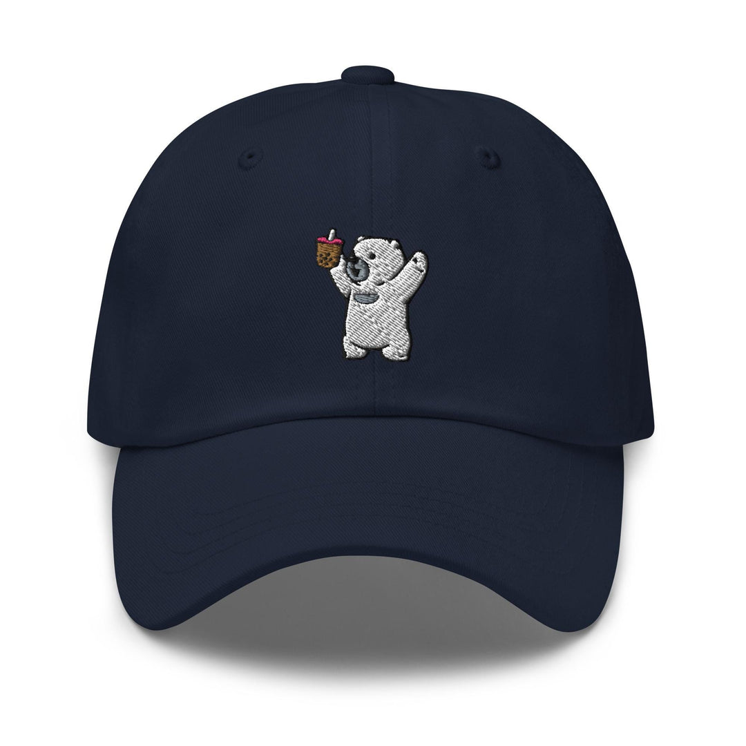 a baseball cap with a bear holding a basketball