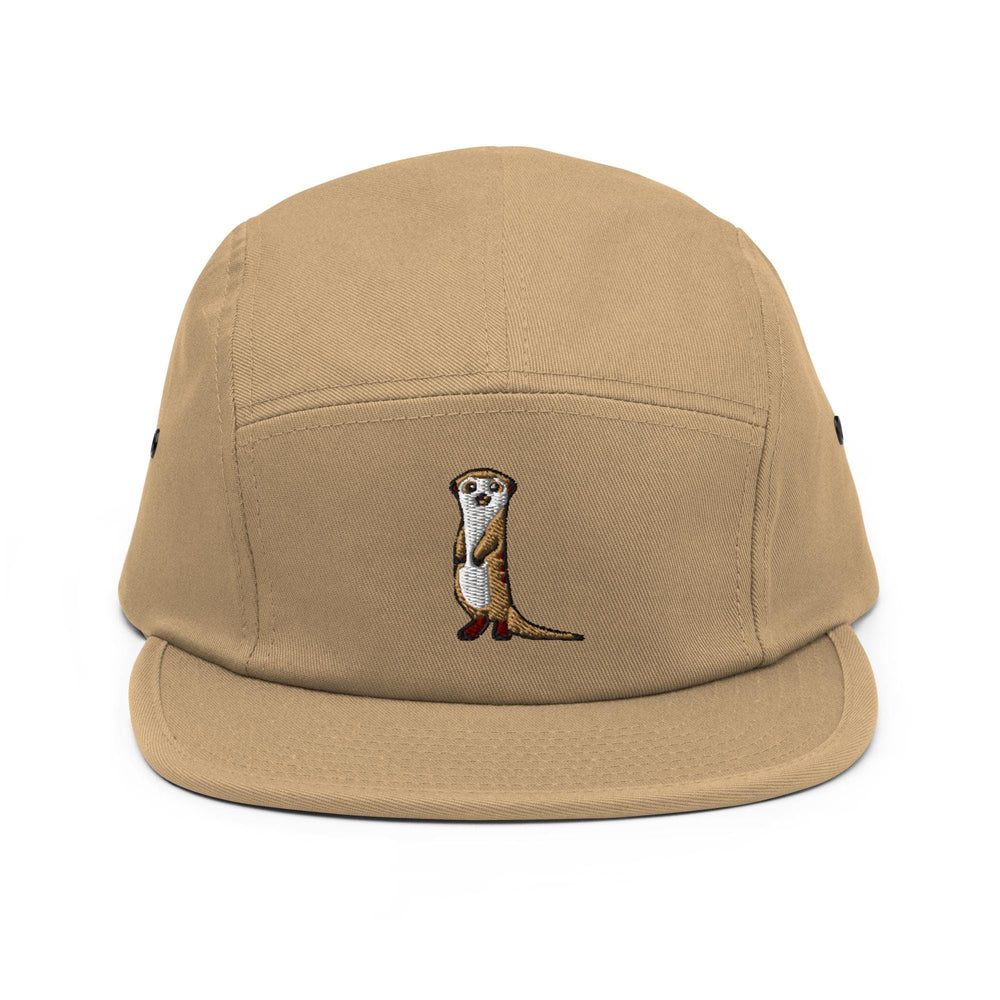 a brown hat with a picture of a meerkat on it