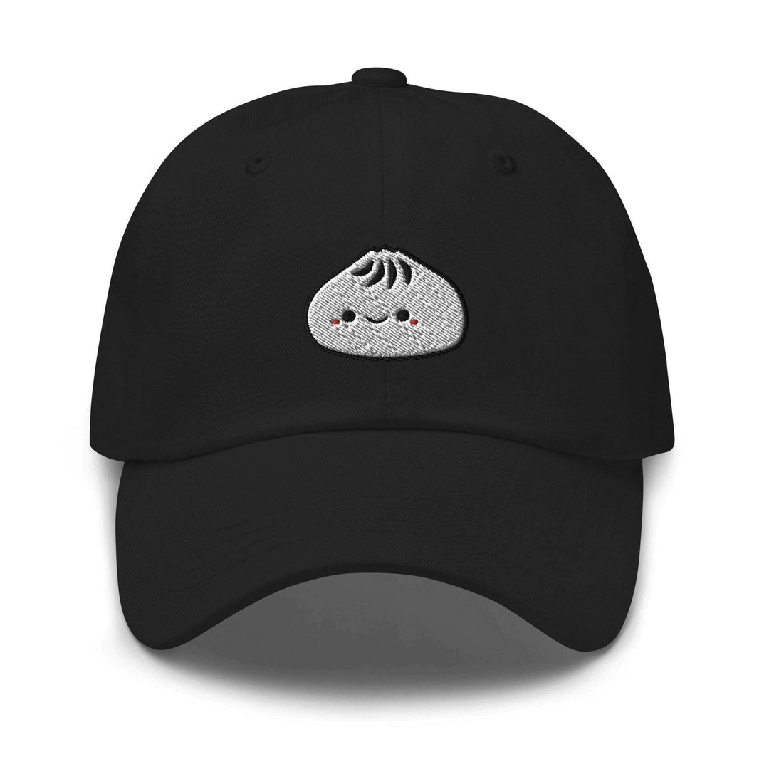 a black hat with a white shoe on it