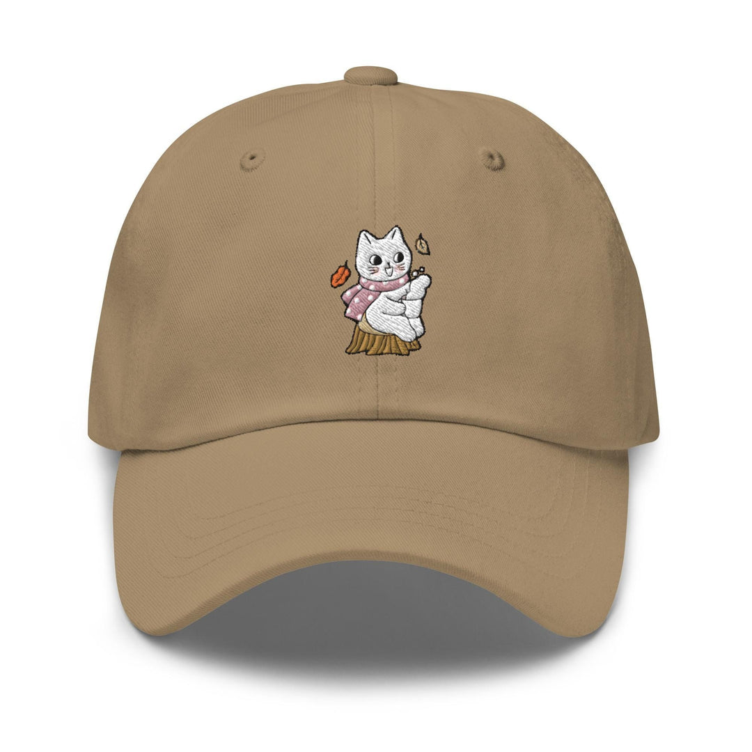 a baseball cap with a cat holding a carrot