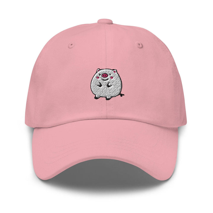 a pink baseball cap with a koala embroidered on the front