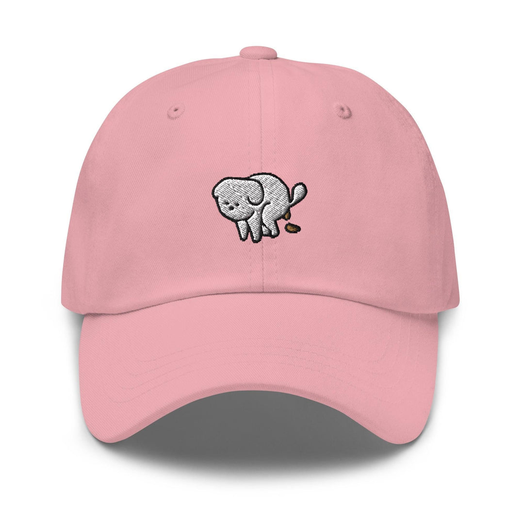 a pink hat with an elephant embroidered on it