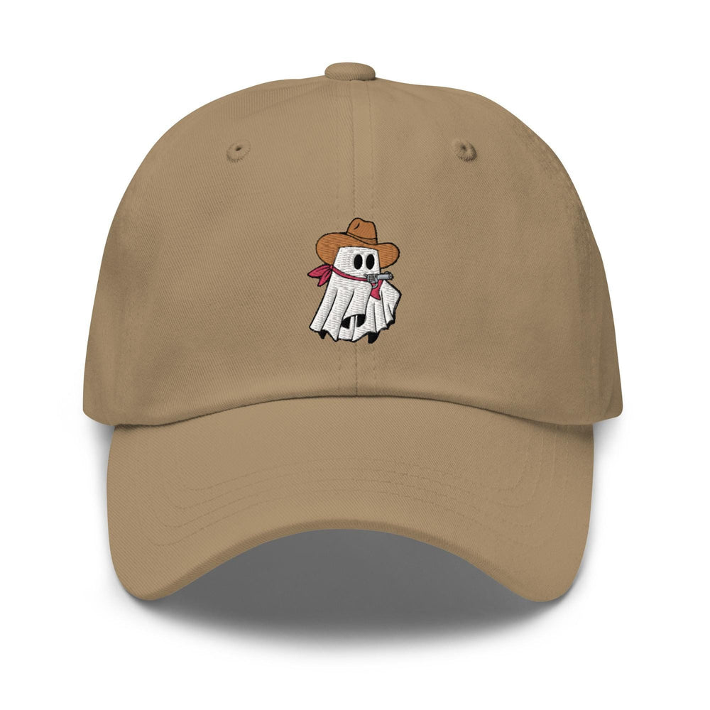 a tan hat with a cartoon character on it
