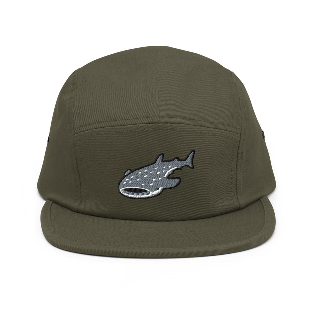 a green hat with a fish embroidered on it