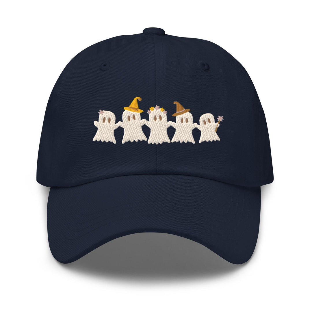 a baseball cap with a group of ghost on it