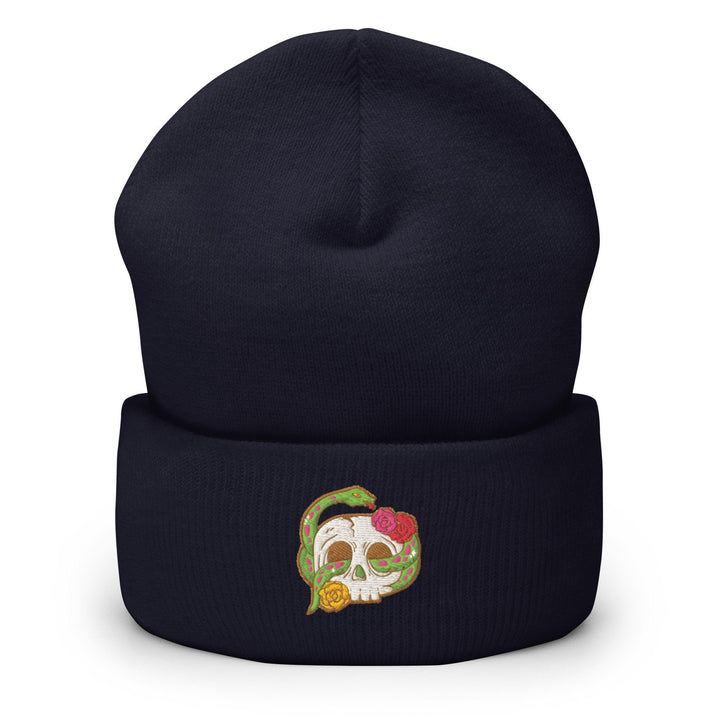 a beanie hat with a skull on it