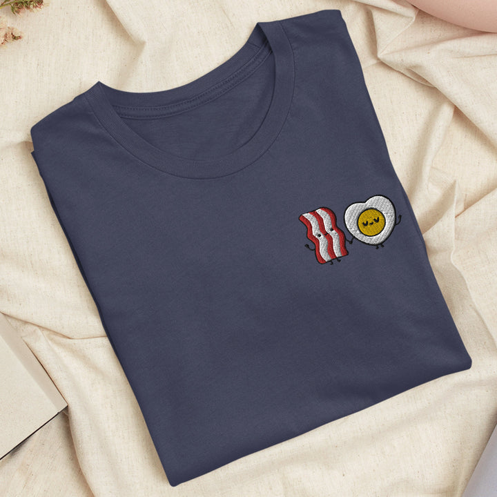 Bacon & Egg Friends Embroidered T-shirt