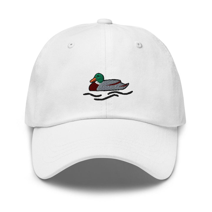 a white hat with a duck on it