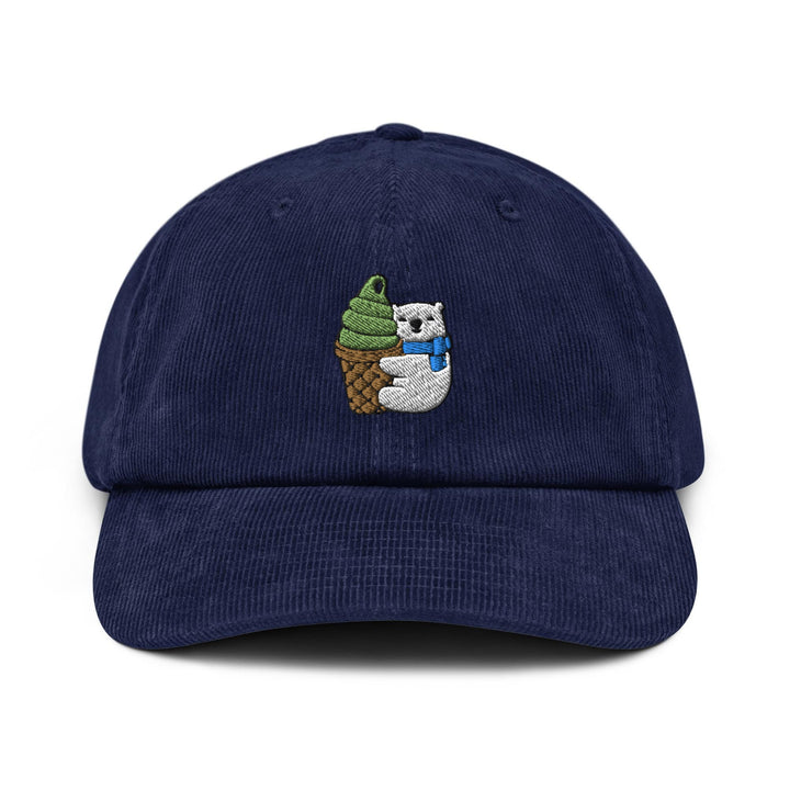 Matcha Ice Cream Loving Polar Bear Corduroy Cap