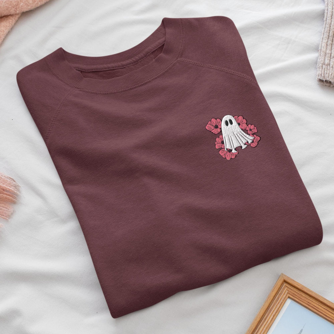 Pink Nasturtium Flower Ghost Sweatshirt