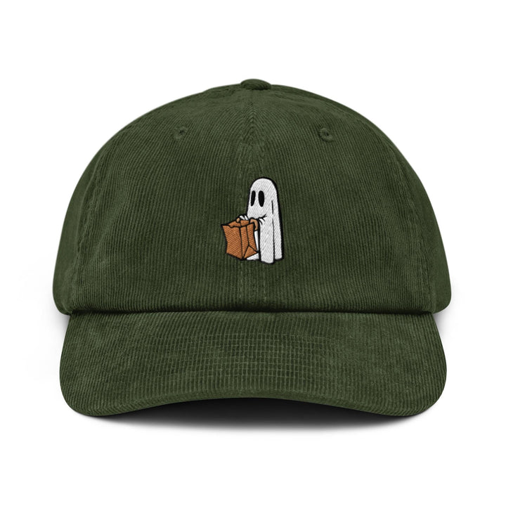 Brown Bag Trick or Treat Ghost Corduroy Cap - Halloween Candy
