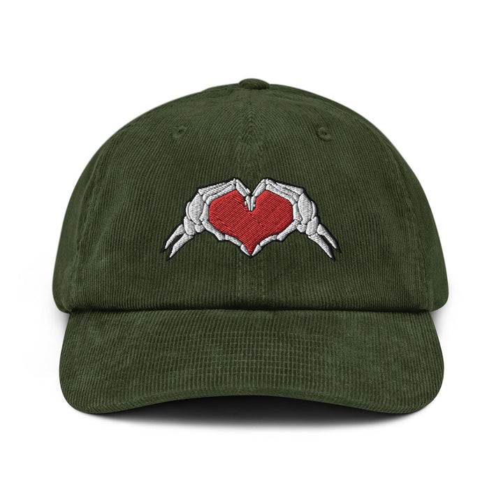 Skeleton Heart Hands Corduroy Cap