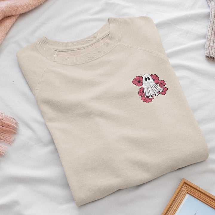Pink Nasturtium Flower Ghost Sweatshirt
