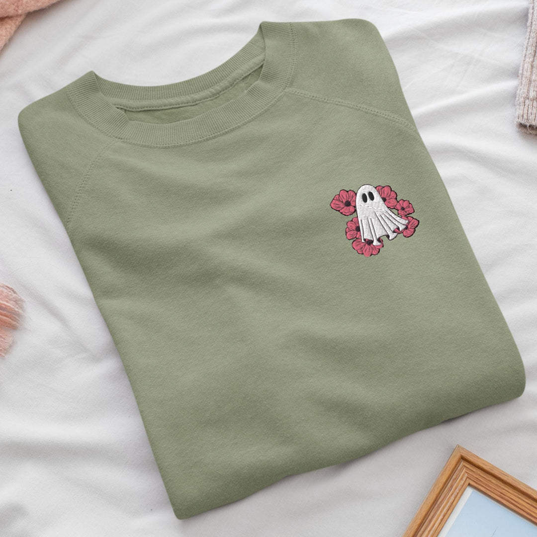 Pink Nasturtium Flower Ghost Sweatshirt