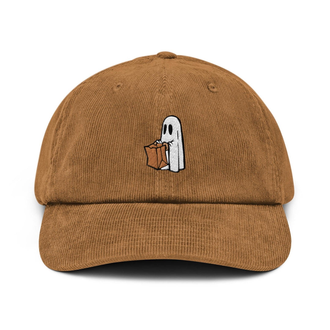 Brown Bag Trick or Treat Ghost Corduroy Cap - Halloween Candy