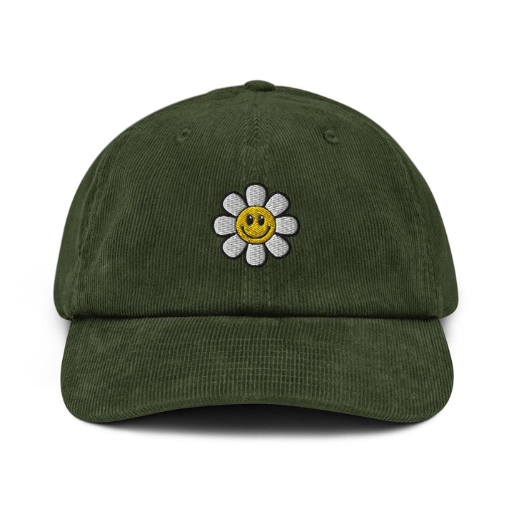 Smiley Flower Corduroy Cap